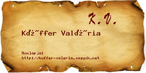 Küffer Valéria névjegykártya